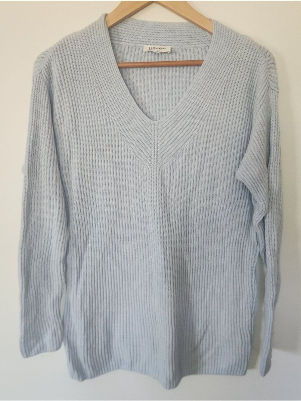 Haven Well Within Women's Sz. S Light Blue V-Neck Sweater